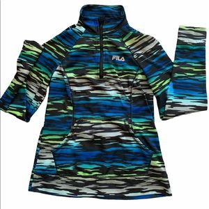 Fila, sports, blue/ green, activewear jacket, Xs